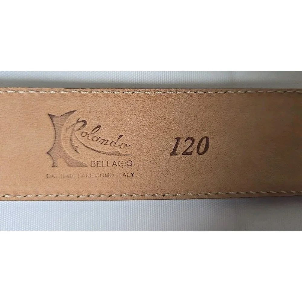 Rolando Bellagio Italian Leather Belt Men's Size 120 Brown Lake Como Italy